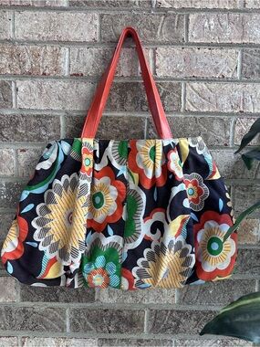 Vintage Y2K Groovy Boho Giannini Mod Floral Canvas Tote Bag